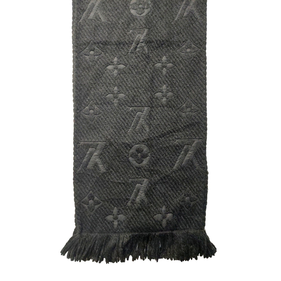 Louis Vuitton LV Monogram Logomania Black & Black Wool Silk Scarf Unisex $635 - Picture 12 of 16